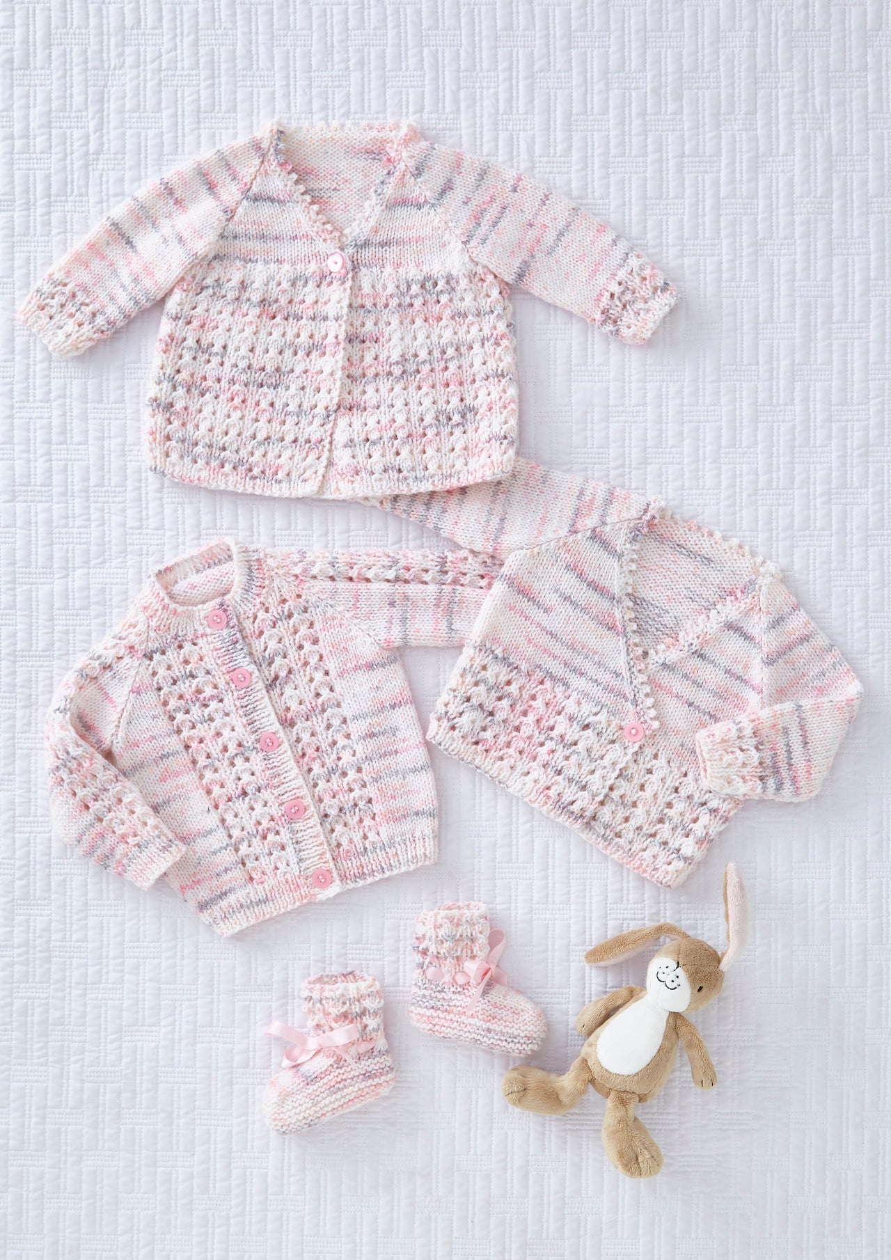 Matinee Coat, Cardigan, Bootees in King Cole Little Treasures DK - 5852 - Leaflet