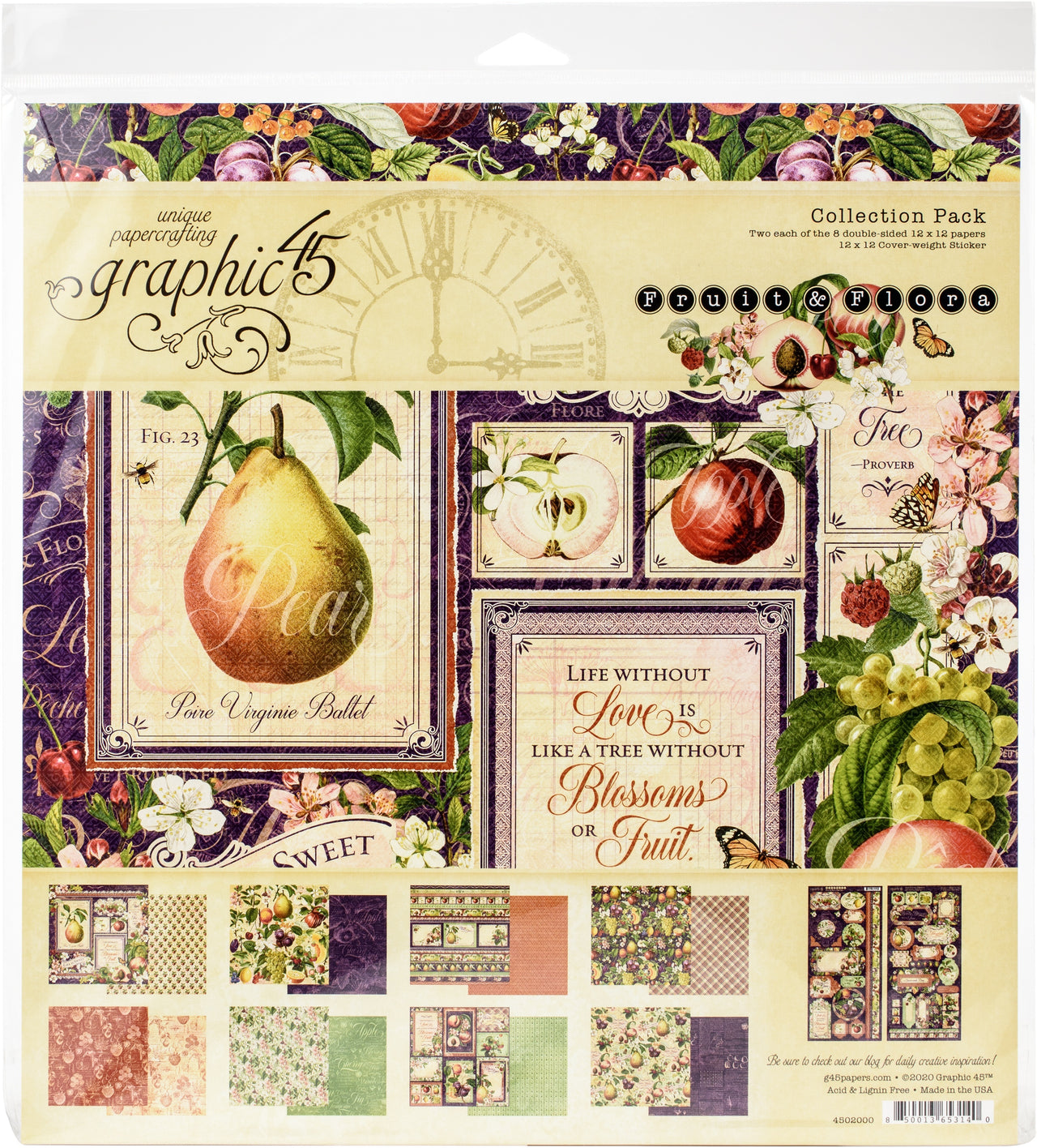 Graphic 45 Collection Pack 12"X12" - Fruit & Flora