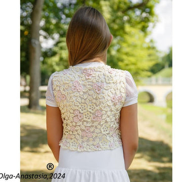 Sleeveless jacket Irish lace crochet