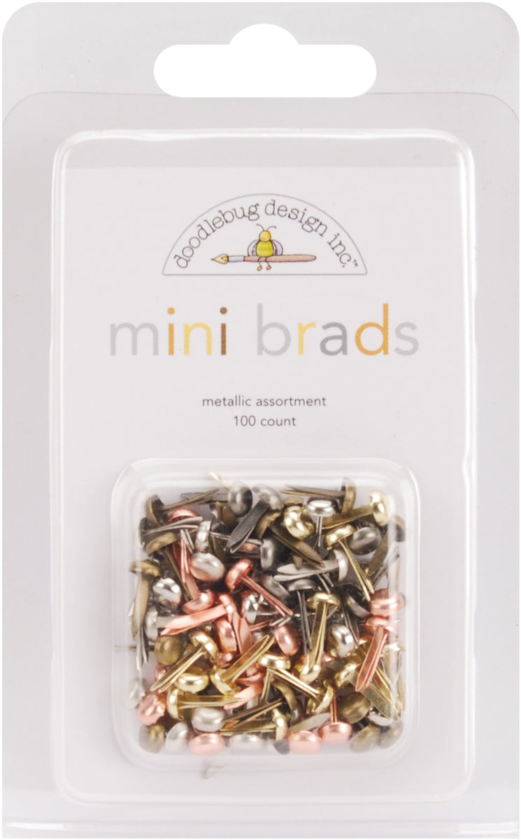 Doodlebug Mini Brads .125" 100/Pkg - Metallic