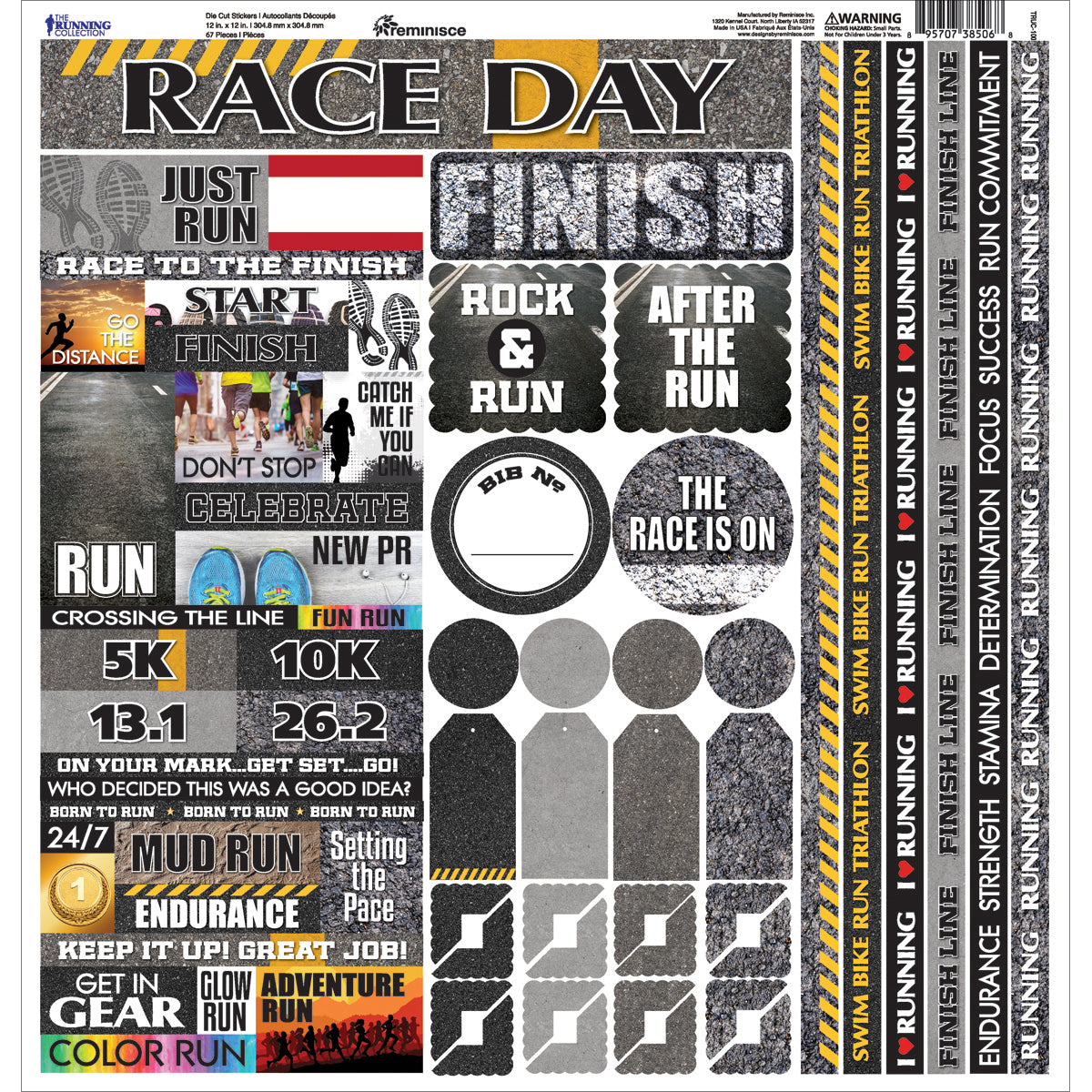 Reminisce Variety Cardstock Stickers 12"x12" - Running