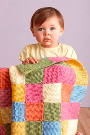 Bright Garter Patches Throw in Lion Brand Vanna's Choice Baby - L0331