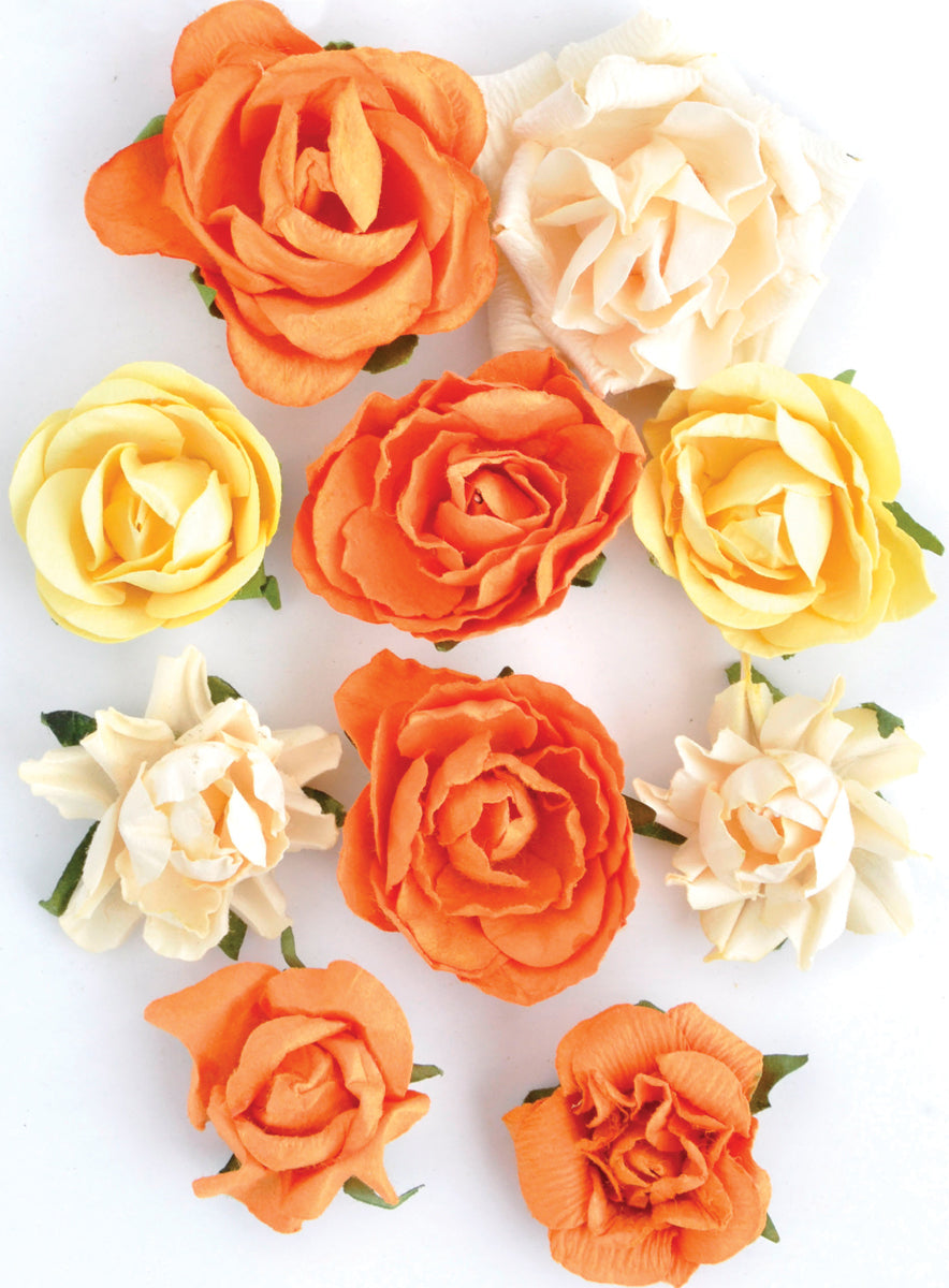 Kaisercraft Paper Blooms 10/Pkg - Sunset, 1" - 1.5"
