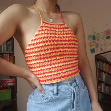 Crochet Halter Top Pattern Lace Up Crop Top PDF Festival Crochet Top Pattern – Easy Beginner Summer Top DIY Boho Crochet Top