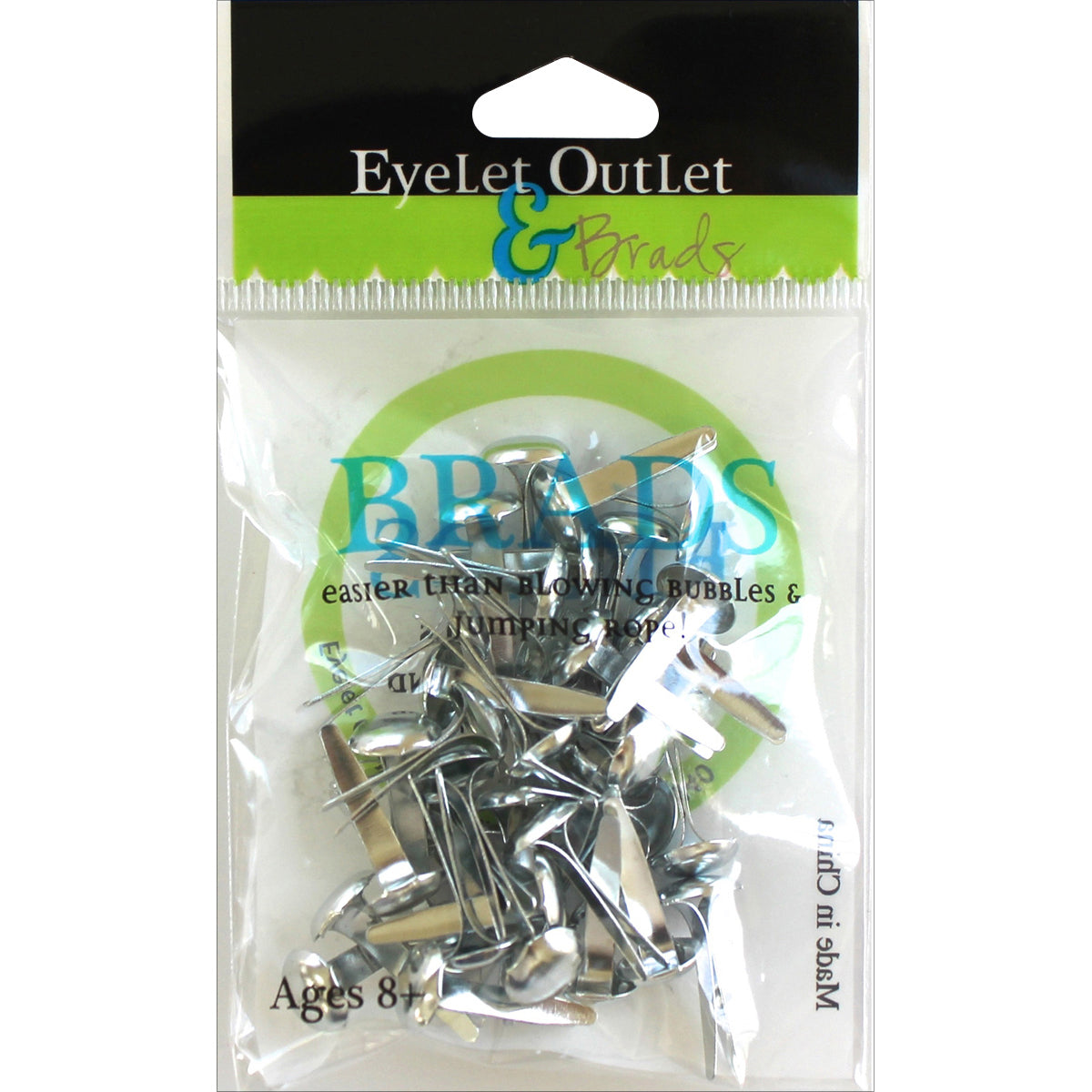 Eyelet Outlet Round Brads 8mm 40/Pkg - Silver