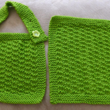 Leigh - 8ply textured bib and cloth set
