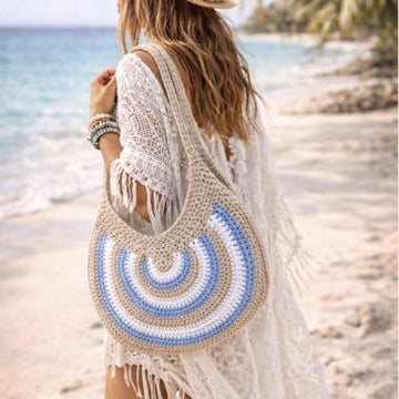 Crochet Striped Hobo Bag