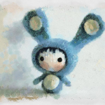 Blue Rabbit Doll with removable tail. Toy from the Tanoshi series.