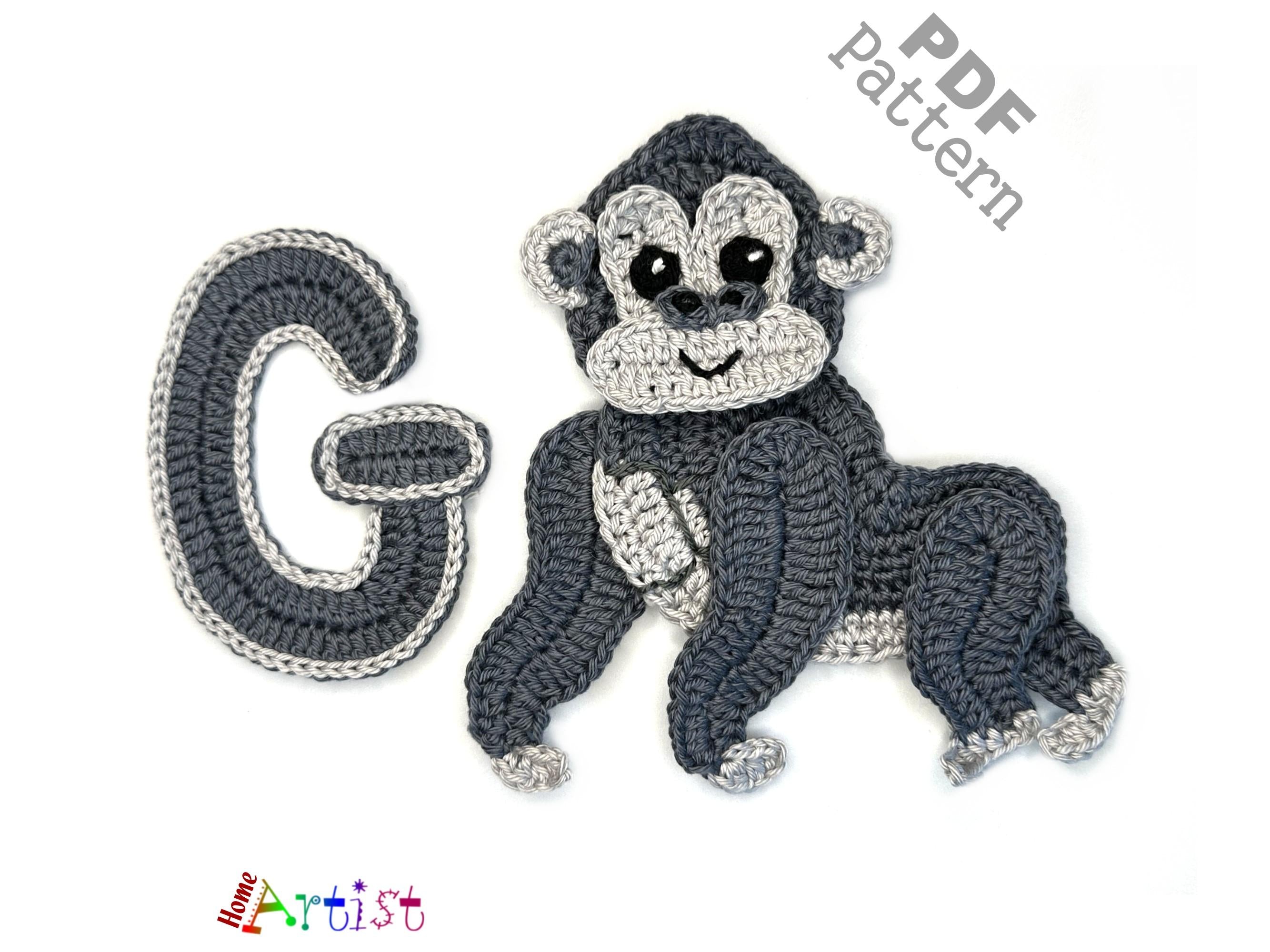 Crochet Animal Alphabet G Gorilla pattern