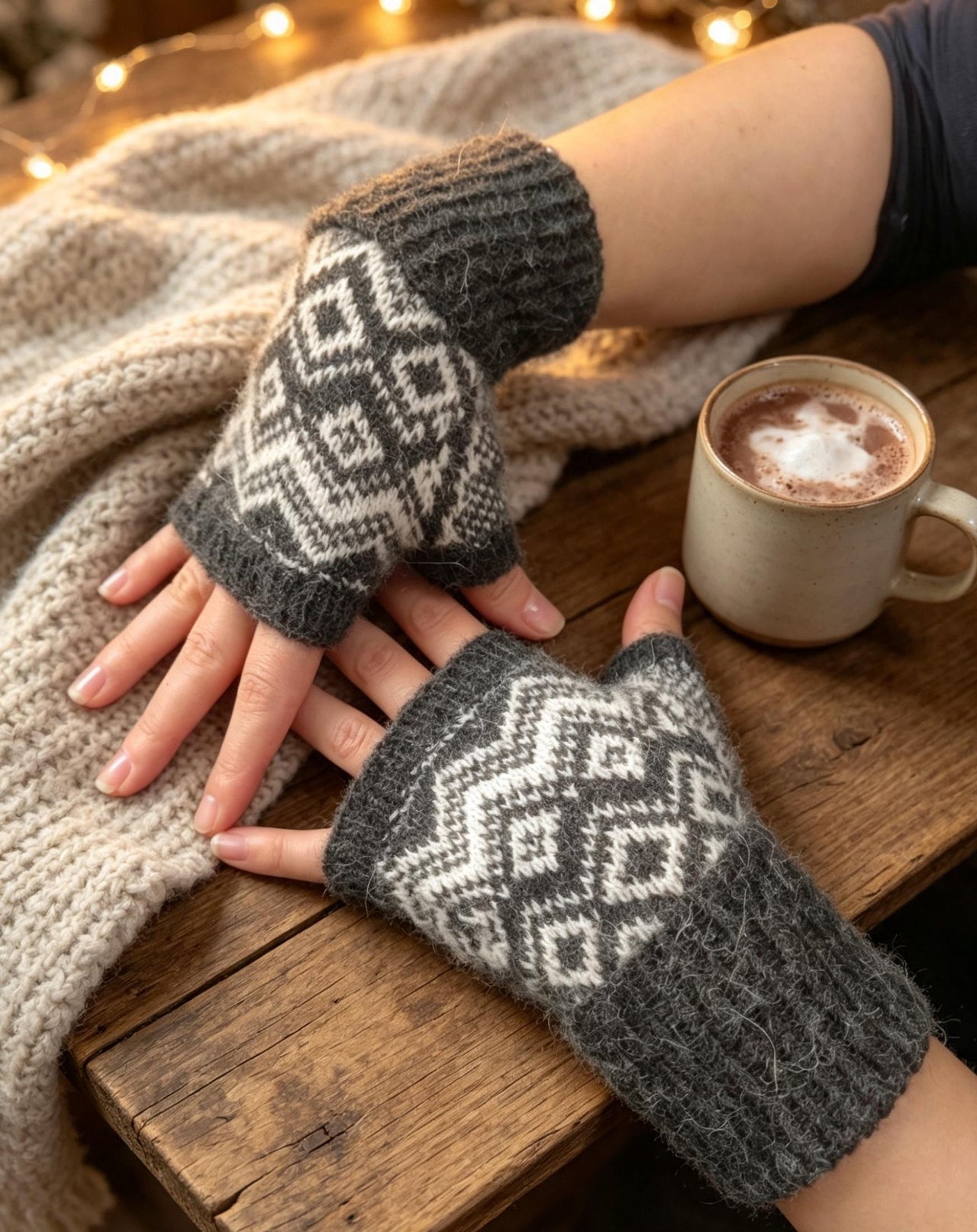 Supersoft Alpaca Geometric Mitts