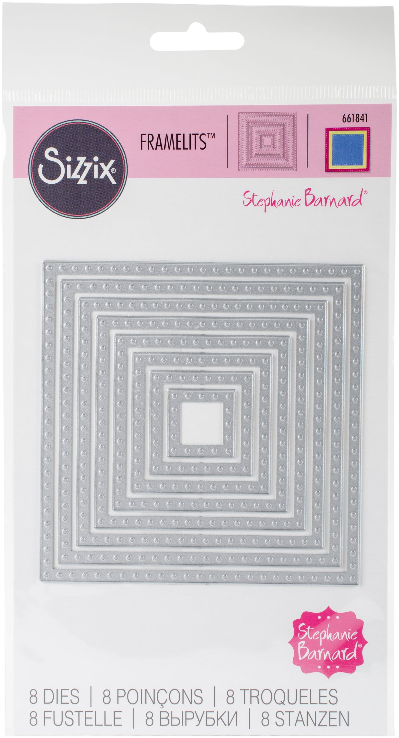 Sizzix Framelits Dies By Stephanie Barnard 8/Pkg - Dotted Squares