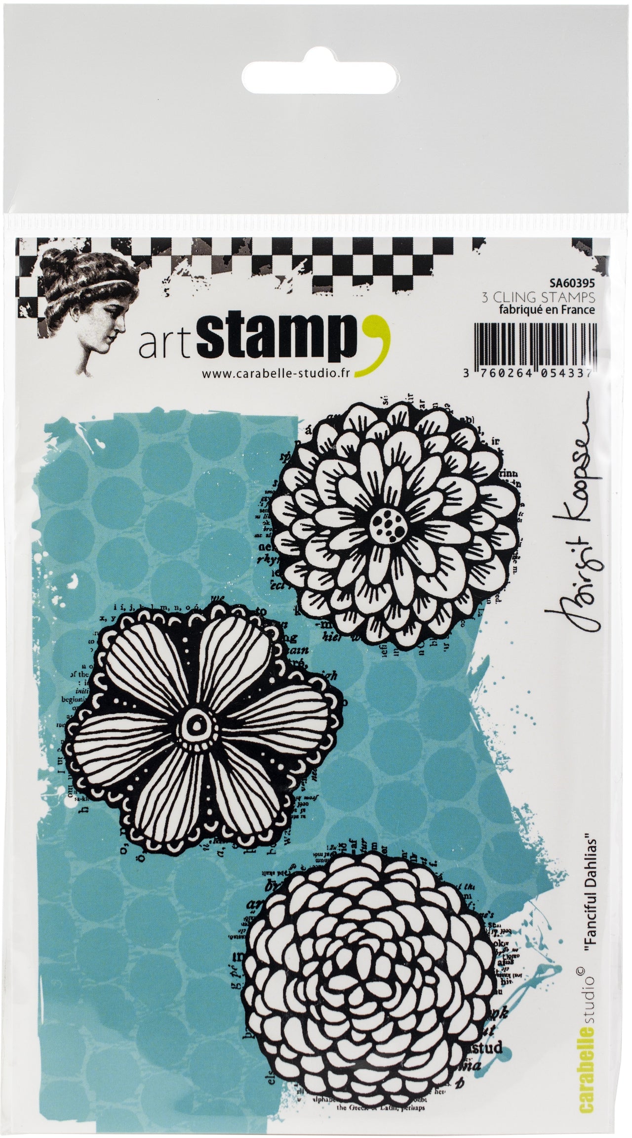Carabelle Studio Cling Stamp A6 By Birgit Koopsen - Fanciful Dahlias