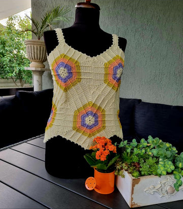 Crochet Top with hexagons