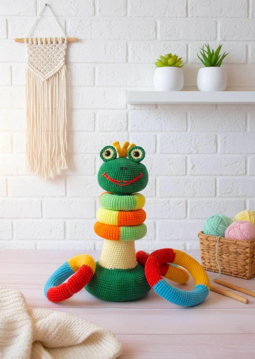 Stacking rings multi-color frog