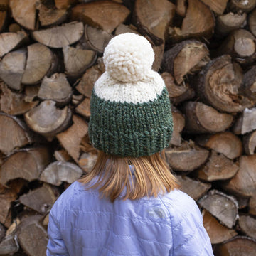Color Block Chunky Hat Toque Pompom Winter