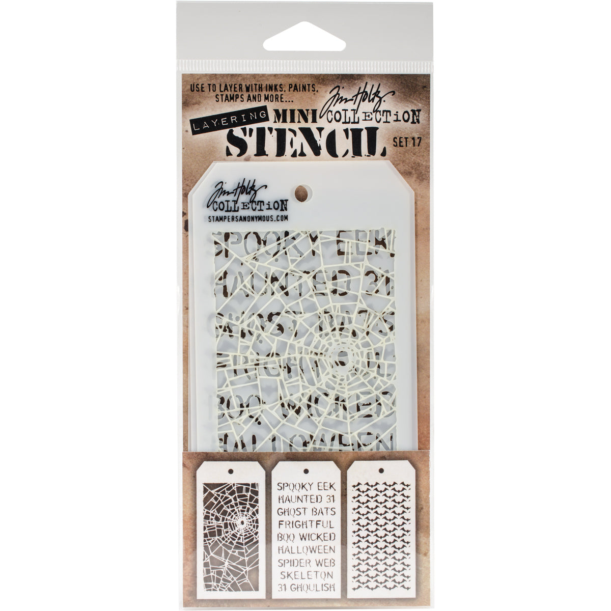 Stampers Anonymous Tim Holtz Mini Layered Stencil Set 3/Pkg - Set #17