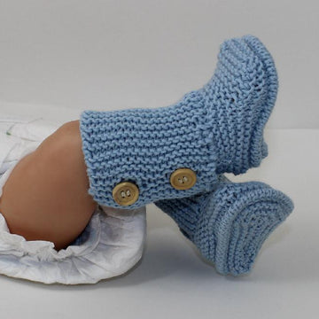 2 Button Big New Baby 4 Ply Booties