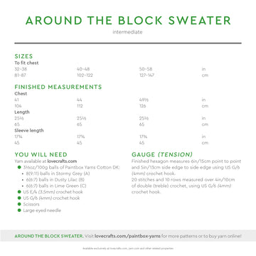 Around the Block Sweater - Free Jumper Crochet Pattern for Women in Paintbox Yarns Cotton DK