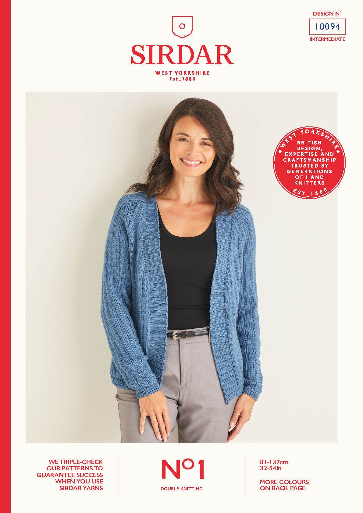 Ladies Cardigan in Sirdar No.1 DK - 10094 - Leaflet