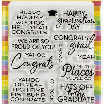 Waffle Flower Crafts Clear Stamps 4"X6" - Graduation Sentiments
