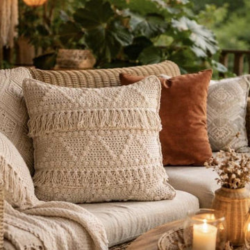 Crochet Cushion Cover Boho Zig Zag