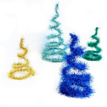 Crochet Christmas Tree Pattern - Mini Tinsel Trees, Tabletop Xmas Decor, Easy Beginner Pattern