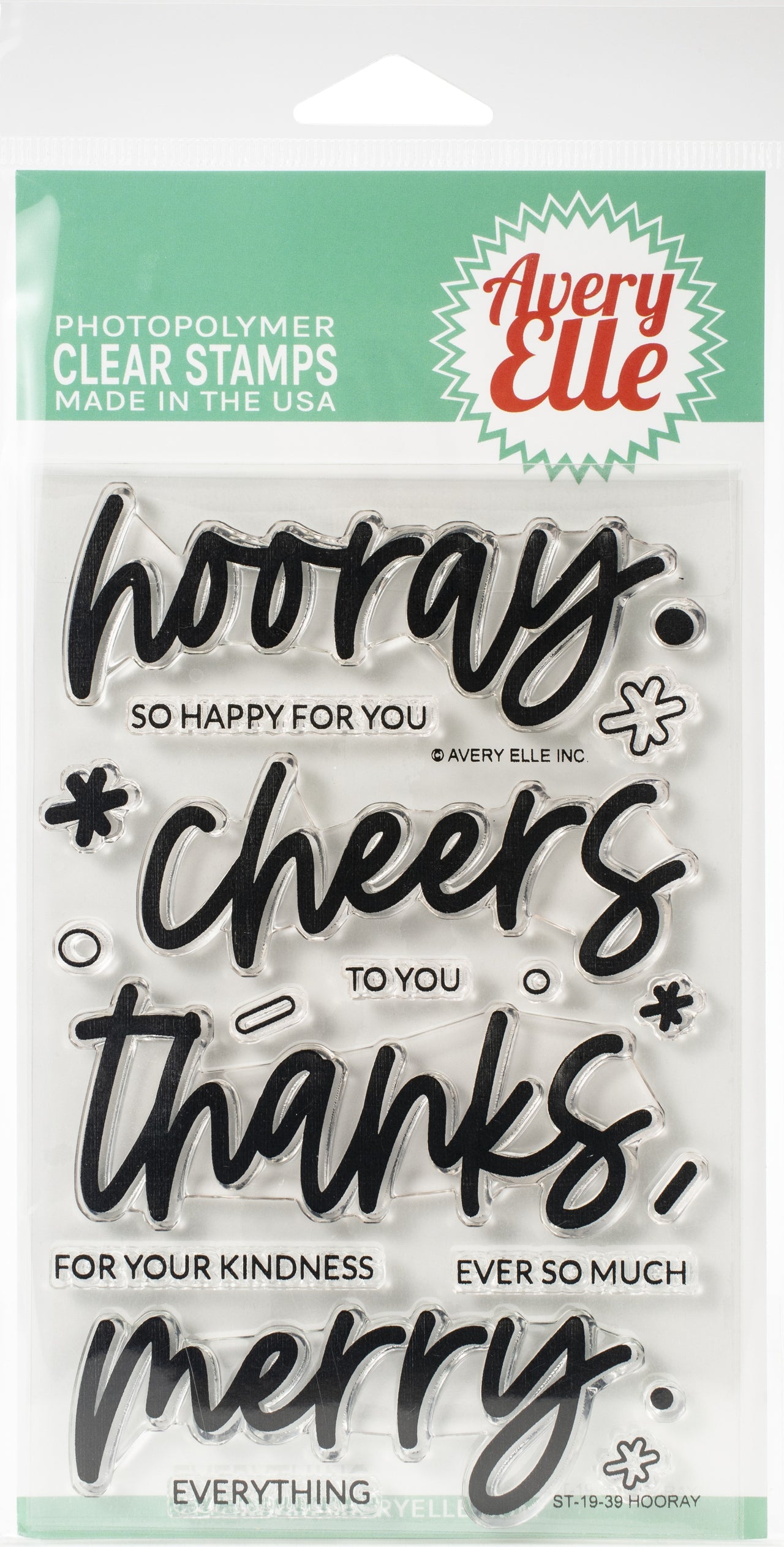 Avery Elle Clear Stamp Set 4"X6" - Hooray