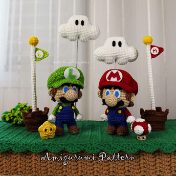 Super Mario & Luigi Amigurumi Pattern Bundle PDF + Mini Mushroom, Star & Fire Flower
