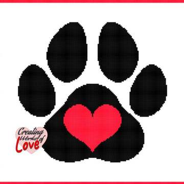 Paw Print Heart Stitch Graph
