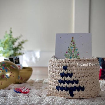 Recycled (t-shirt) yarn basket container-114