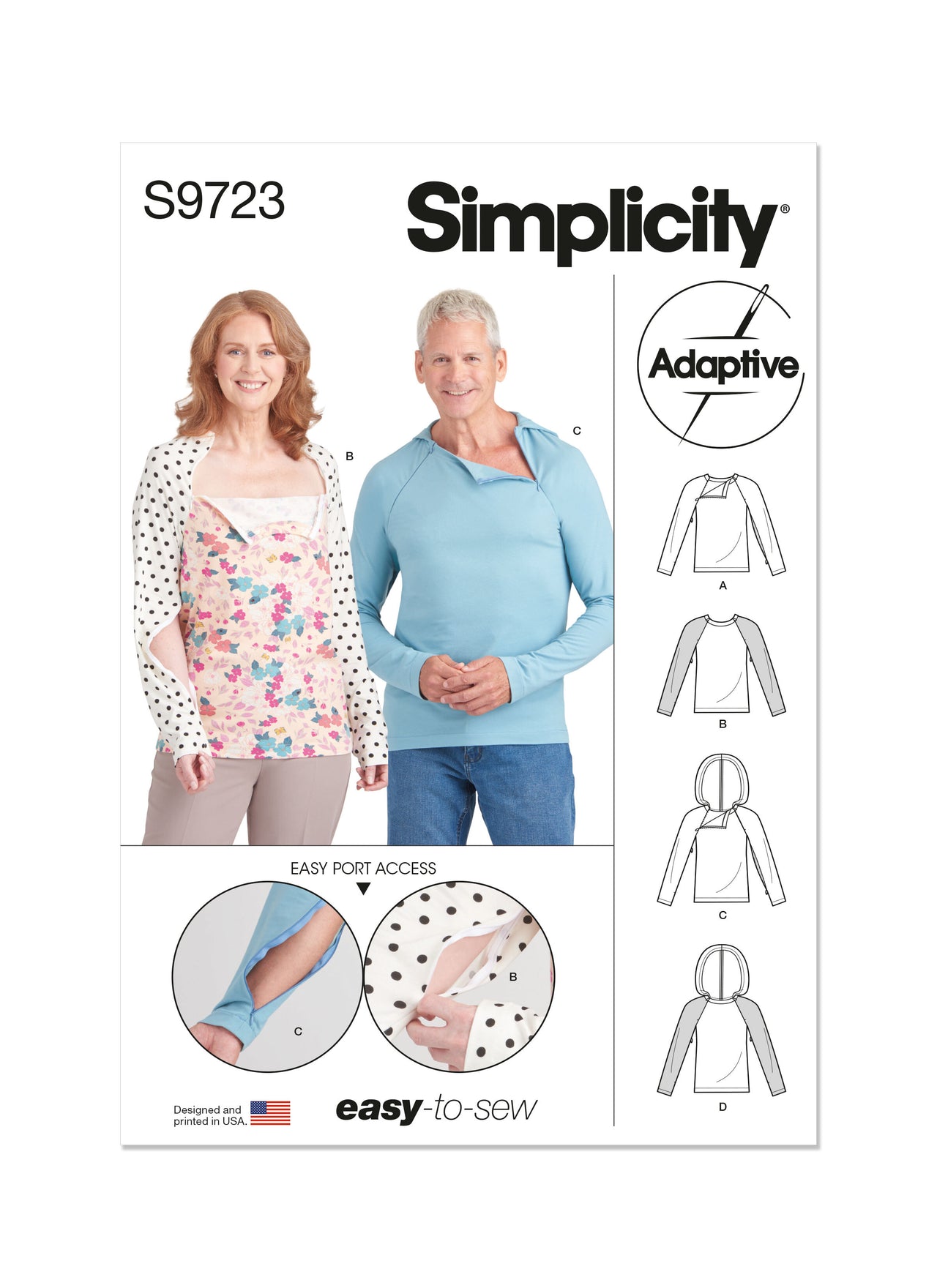 Simplicity Unisex Dual Port Access Chemo Top and Hoodie S9723 - Sewing Pattern