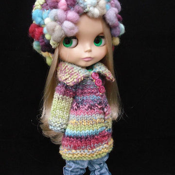 Slouchy roll neck cardigan coat for Blythe