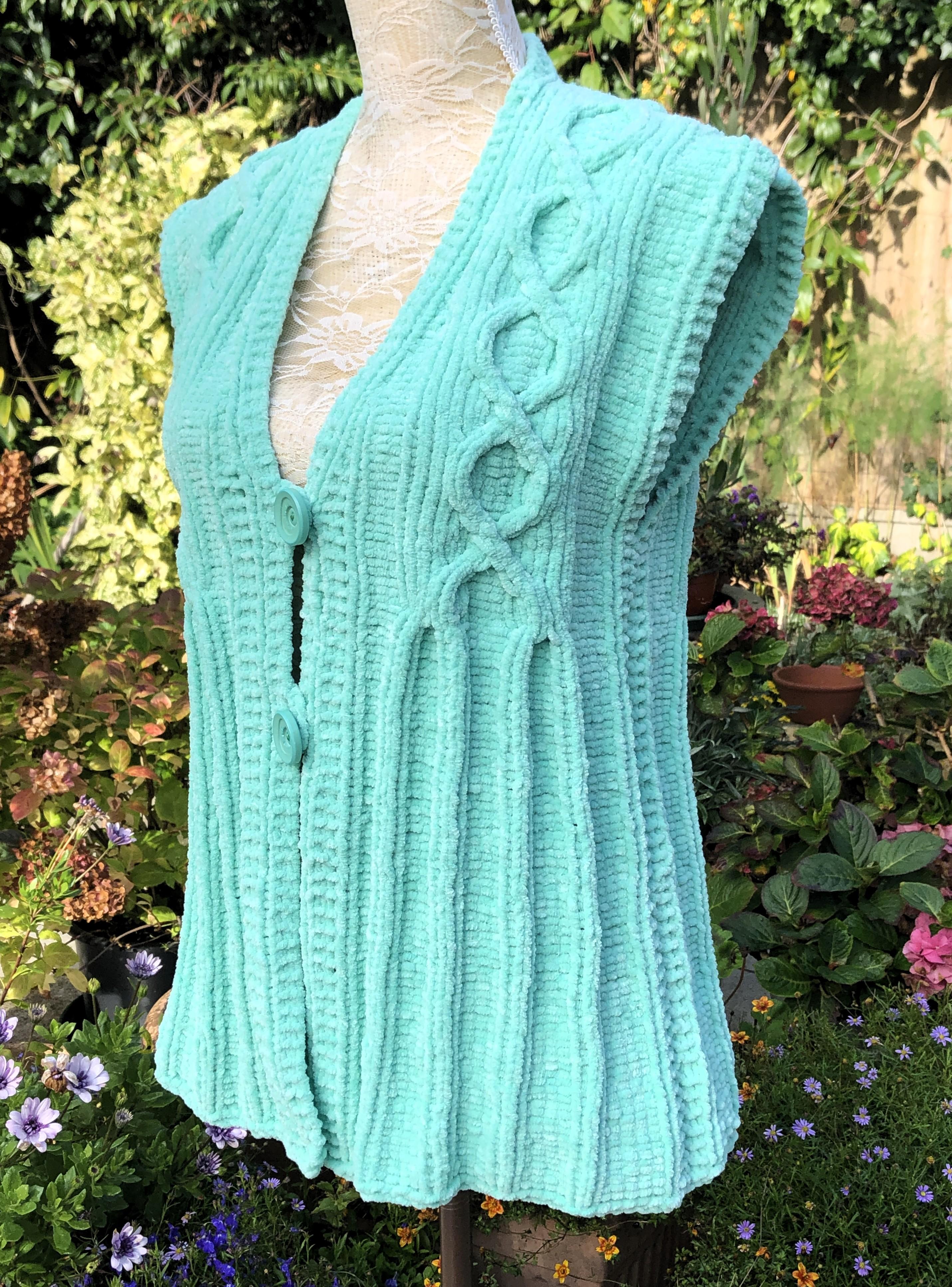 Gilet with Laced Effect Cables & Integrated Borders