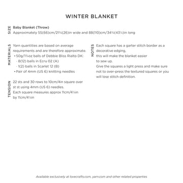 Winter Blanket  - Knitting Pattern for Christmas in Debbie Bliss Rialto DK
