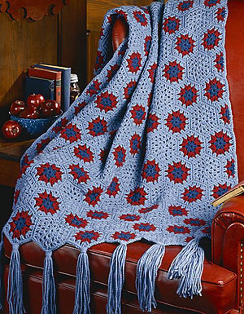 American Hexagon Crocheted Afghan
