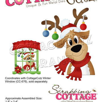 CottageCutz Dies - Silly Holiday Reindeer, 1.8"X2.4"