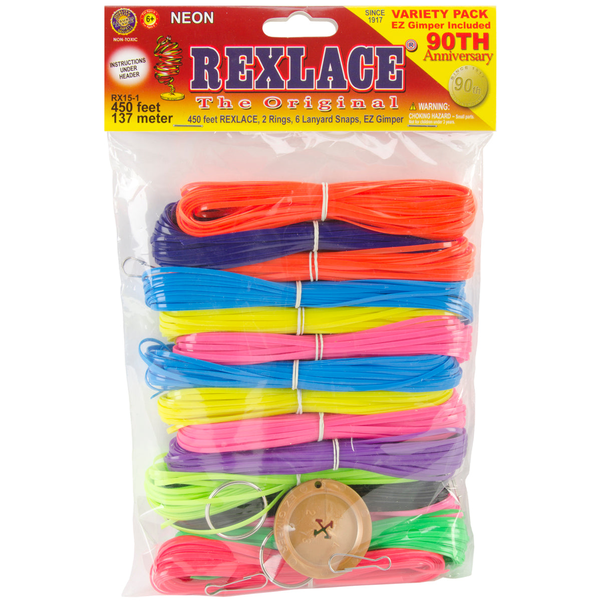 Pepperell Rexlace Plastic Lacing Variety Pack - Neon
