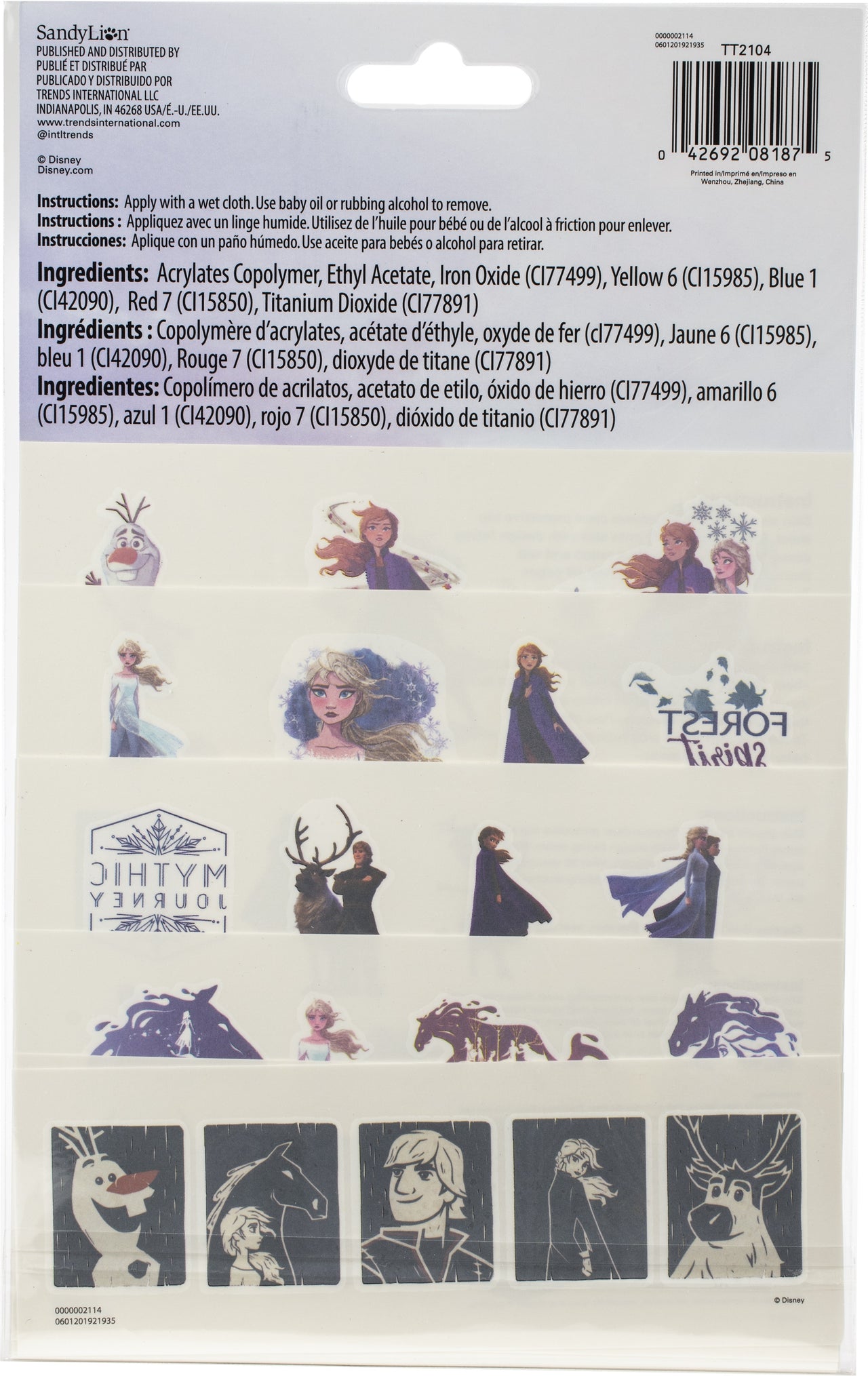 Trends International SandyLion Disney Temporary Tattoos 75/Pkg - Frozen II
