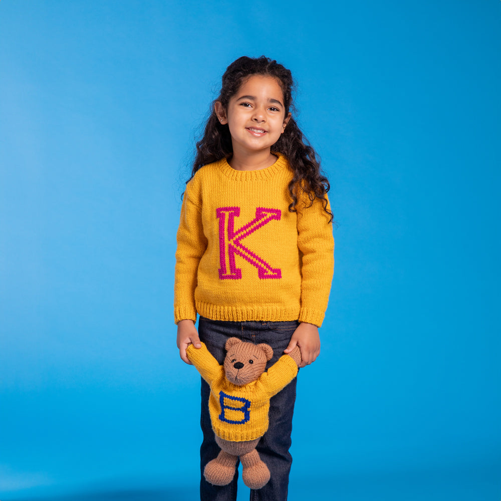 Kid's Alphabet Sweater - Free Jumper Knitting Pattern for Children in Paintbox Yarns Simply Aran