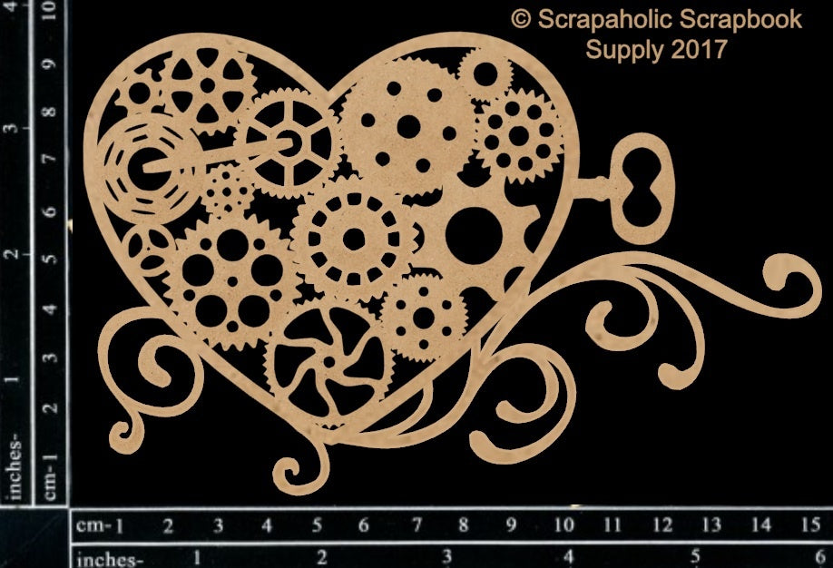 Scrapaholics Laser Cut Chipboard 1.8mm Thick - Steampunk Heart, 6"X3.75"