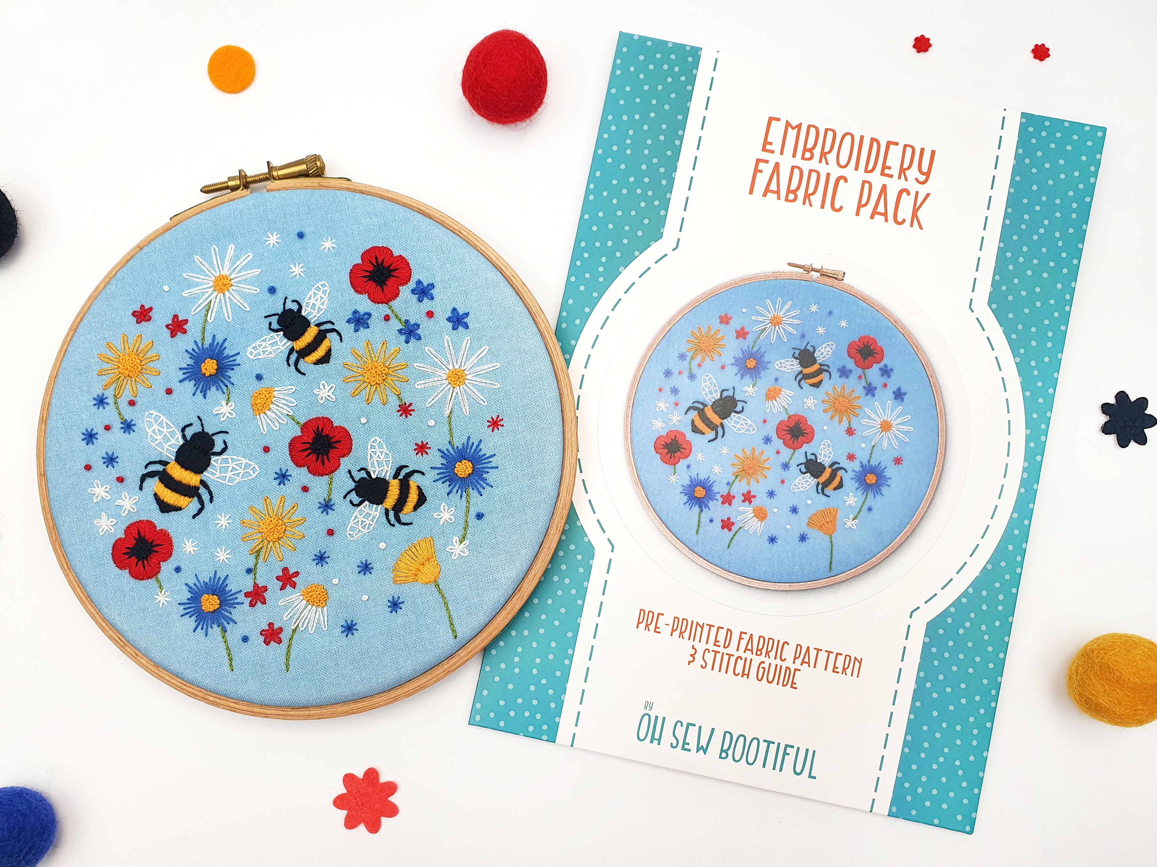 Oh Sew Bootiful Bees and Wildflowers Pattern Fabric Pack