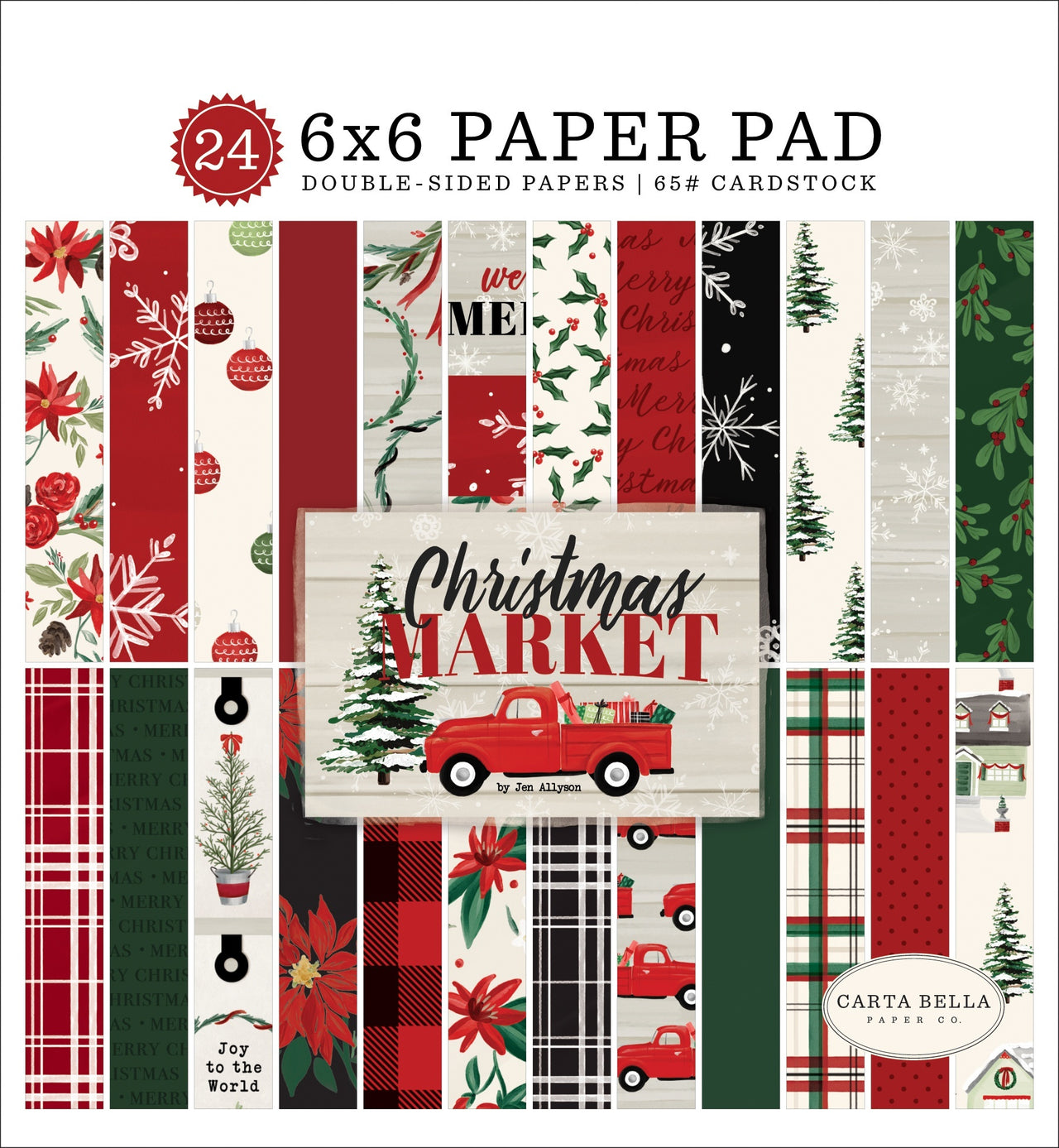 Echo Park Paper Carta Bella Double-Sided Paper Pad 6"X6" 24/Pkg - Christmas Market, 12 Designs/2 Each