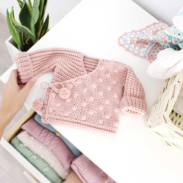 Size 1-3 months- NEO Crochet Crossed Baby Jacket