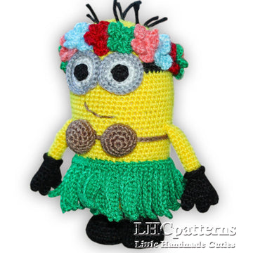 Crochet Minion Hula Pattern, Minion Hawaii Girl Crochet Pattern, Minion Crochet Pattern