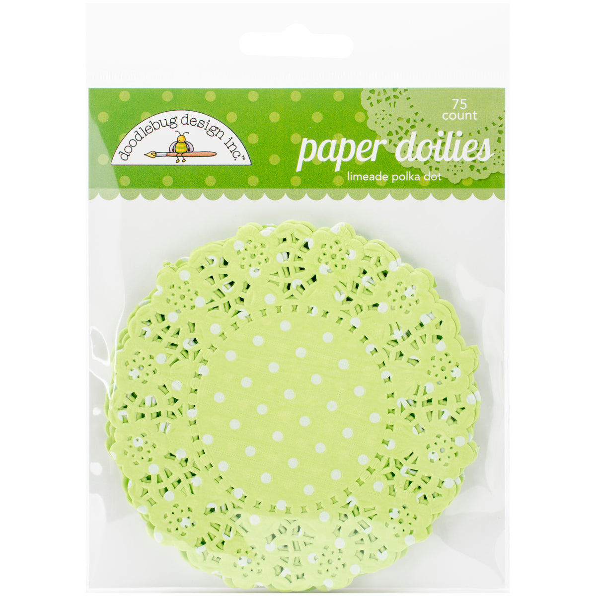 Doodlebug Doilies 4.5" 75/Pkg - Limeade Polka Dot