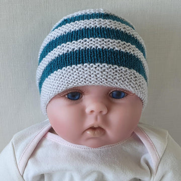 Danny - Babies 4ply striped ridged beanie