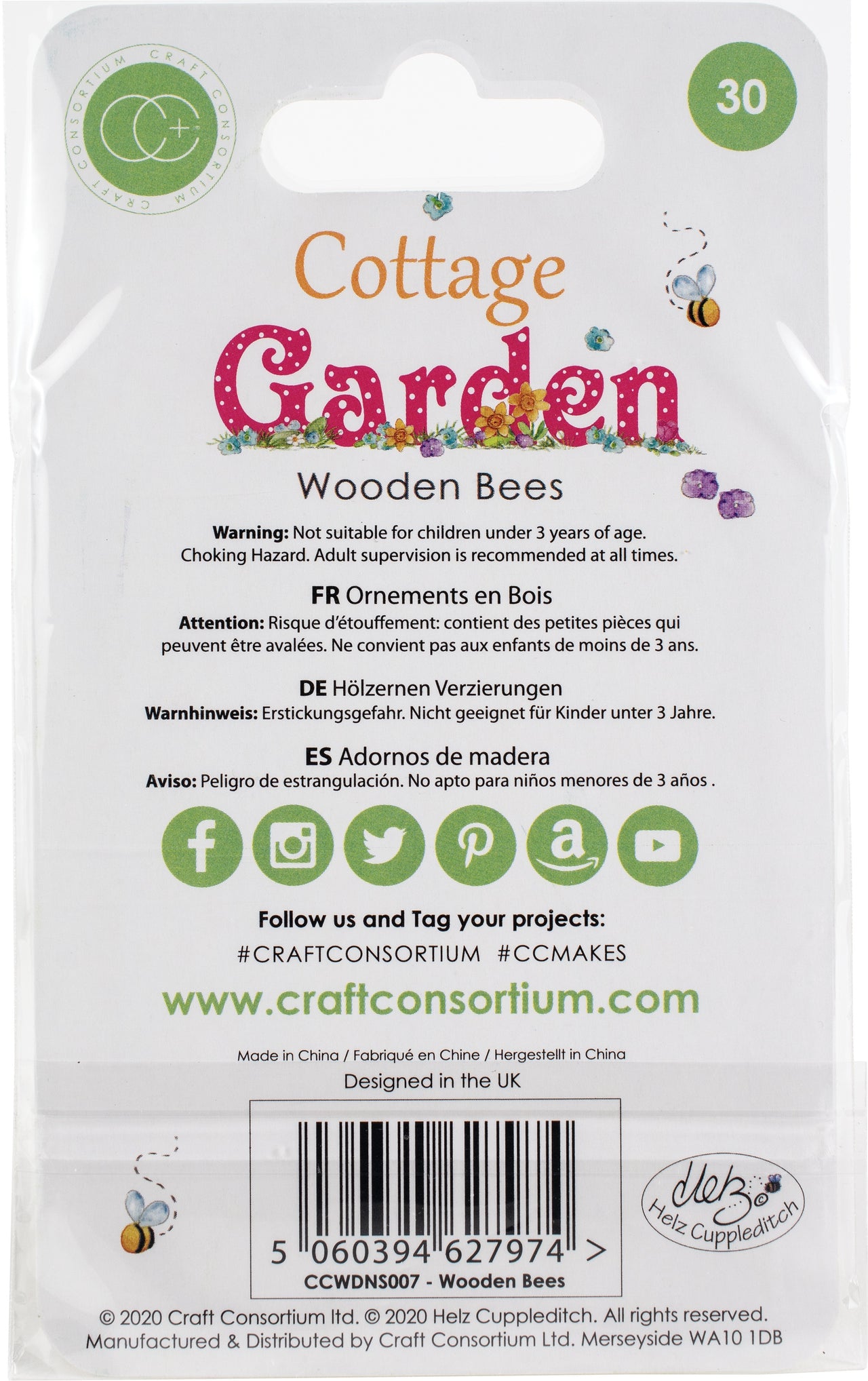 Craft Consortium Laser-Cut Wooden Shapes 30/Pkg - Bees