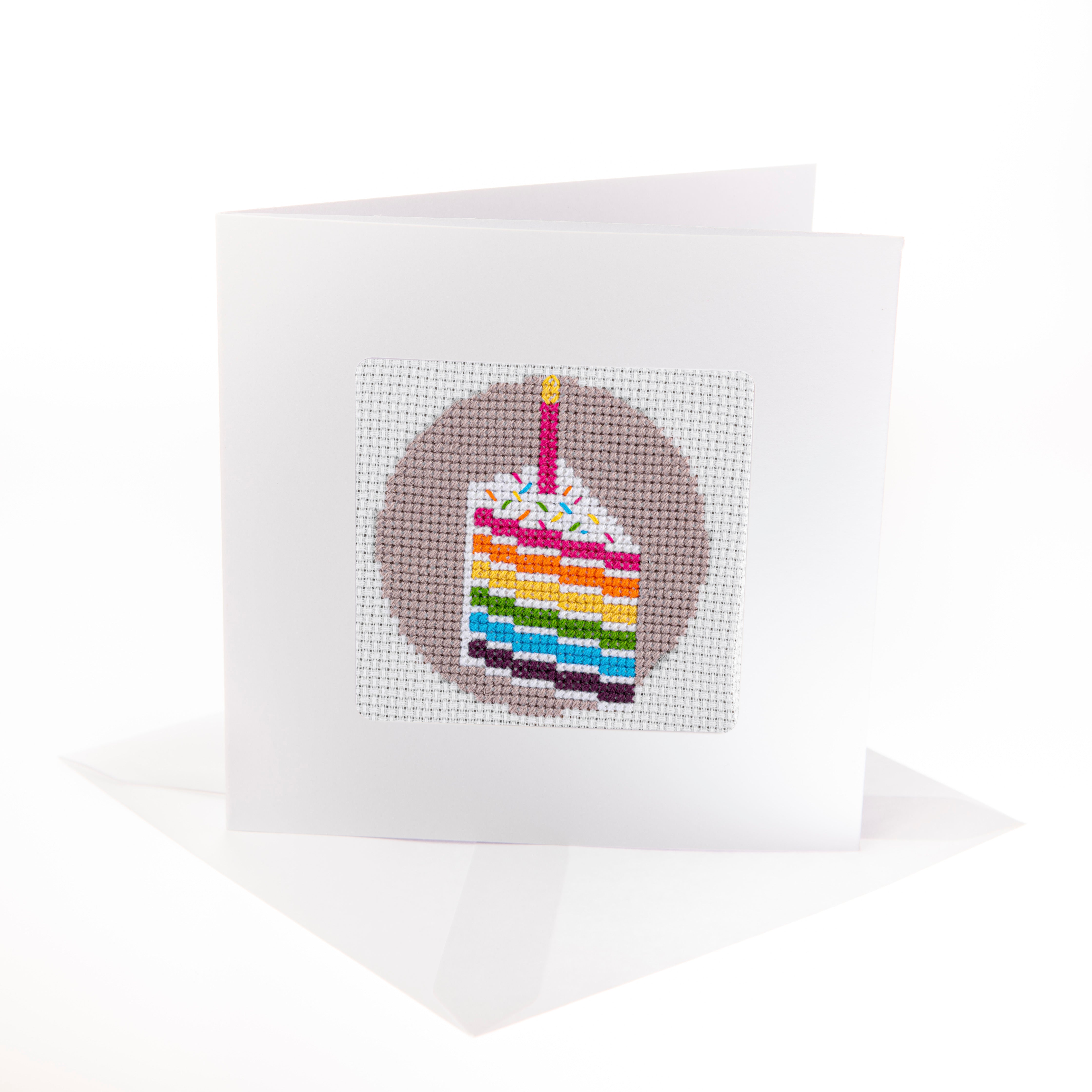 Stitchfinity Cake Mini Card Cross Stitch Kit - 13cm x 13cm