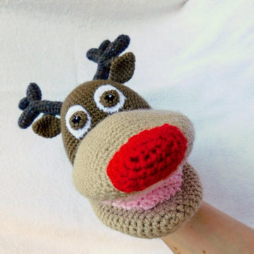 Rudolph, the reindeer, amigurumi hand puppet