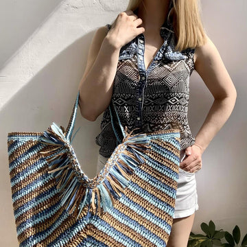 Crochet Raffia Beach Bag Pattern: Fringed Boho Tote